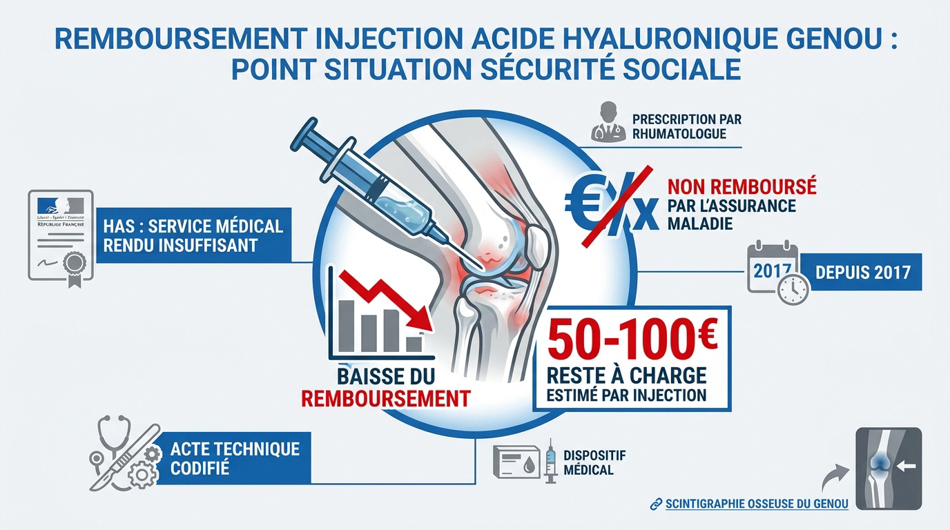 Consultation médicale pour une injection d'acide hyaluronique dans le genou et remboursement